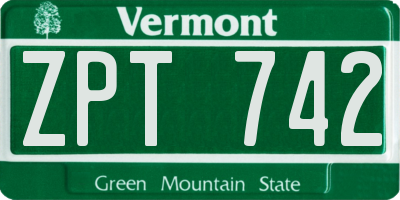 VT license plate ZPT742