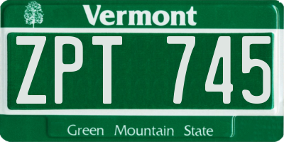 VT license plate ZPT745