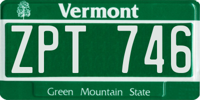 VT license plate ZPT746