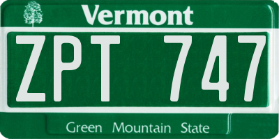 VT license plate ZPT747