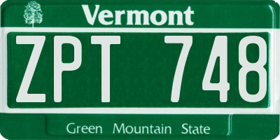 VT license plate ZPT748