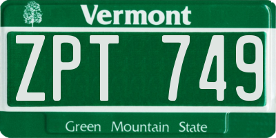VT license plate ZPT749