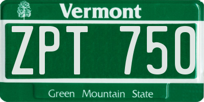 VT license plate ZPT750