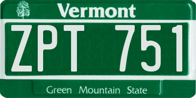 VT license plate ZPT751