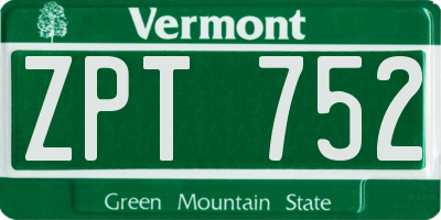 VT license plate ZPT752