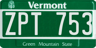 VT license plate ZPT753