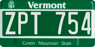 VT license plate ZPT754