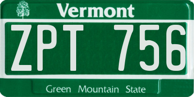 VT license plate ZPT756