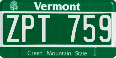 VT license plate ZPT759