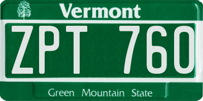 VT license plate ZPT760