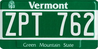 VT license plate ZPT762