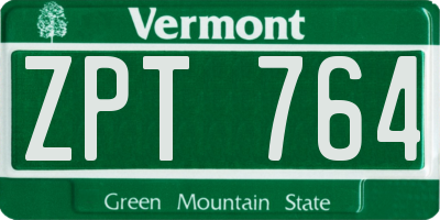 VT license plate ZPT764