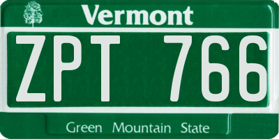 VT license plate ZPT766