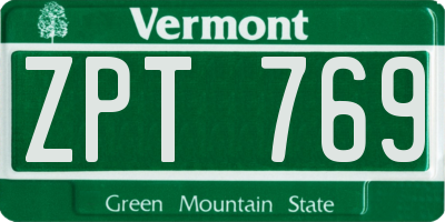 VT license plate ZPT769