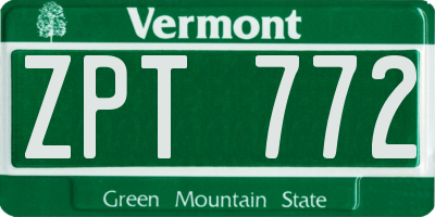 VT license plate ZPT772