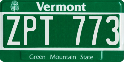 VT license plate ZPT773