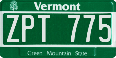 VT license plate ZPT775