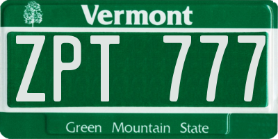 VT license plate ZPT777
