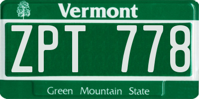 VT license plate ZPT778