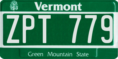 VT license plate ZPT779