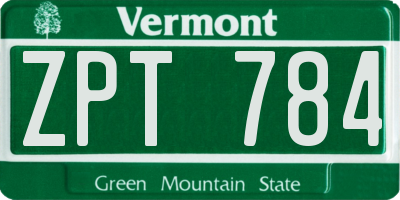 VT license plate ZPT784