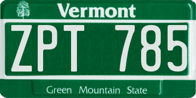 VT license plate ZPT785