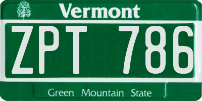 VT license plate ZPT786