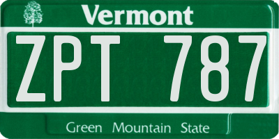 VT license plate ZPT787