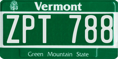 VT license plate ZPT788