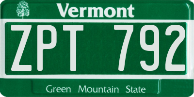 VT license plate ZPT792