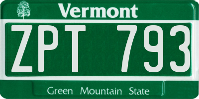 VT license plate ZPT793