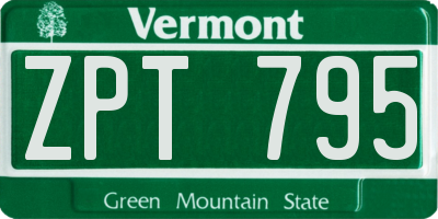 VT license plate ZPT795