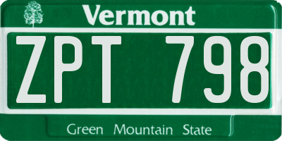 VT license plate ZPT798