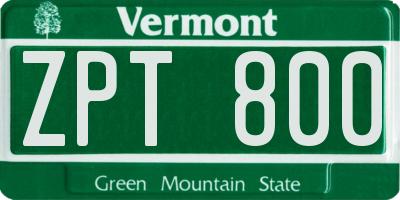 VT license plate ZPT800