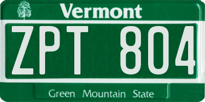 VT license plate ZPT804