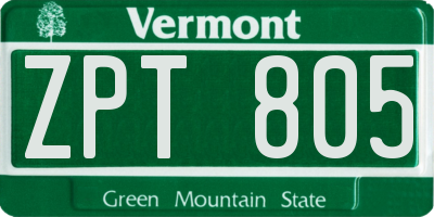 VT license plate ZPT805