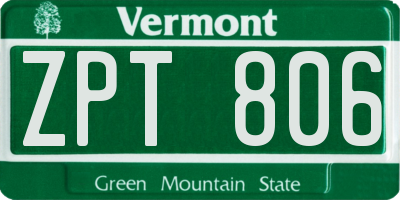 VT license plate ZPT806