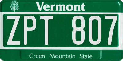 VT license plate ZPT807