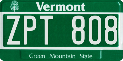 VT license plate ZPT808