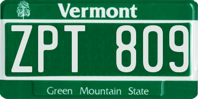 VT license plate ZPT809