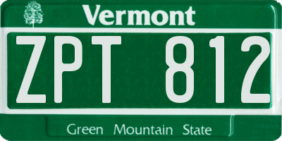 VT license plate ZPT812