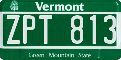 VT license plate ZPT813