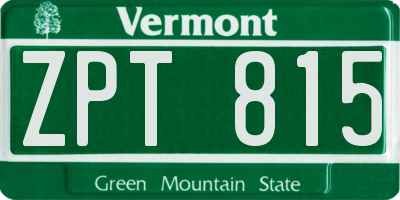 VT license plate ZPT815