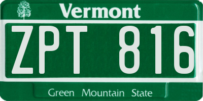 VT license plate ZPT816