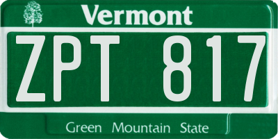VT license plate ZPT817