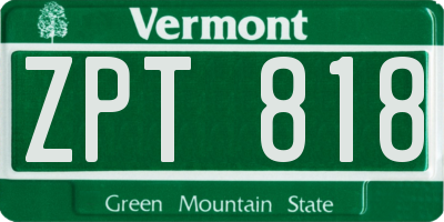 VT license plate ZPT818