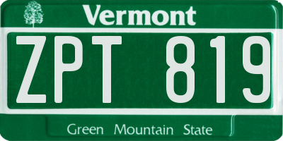 VT license plate ZPT819