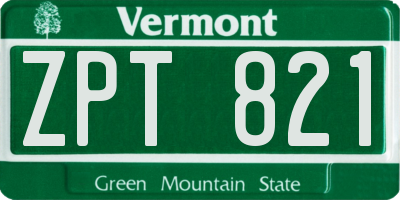 VT license plate ZPT821