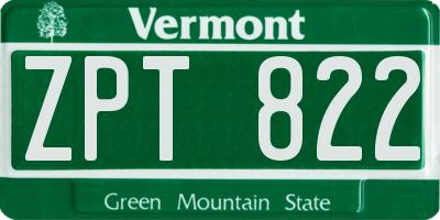 VT license plate ZPT822