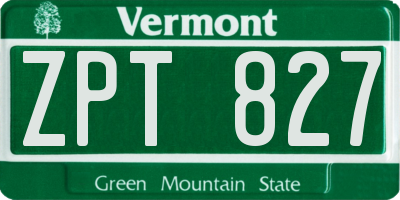 VT license plate ZPT827
